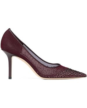 Jimmy Choo Love 100 Embellished Mesh Pumps - Purple