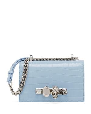 McQueen Mini Leather Jewelled Satchel - Blue