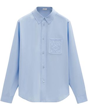 Loewe Cotton-Blend Anagram Shirt - Blue