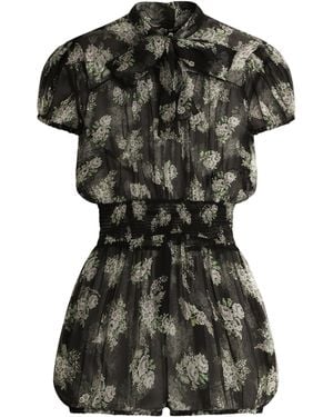 Dolce & Gabbana Silk Floral Playsuit - Black