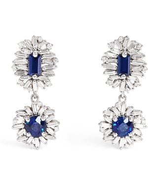 Suzanne Kalan Diamond And Sapphire One Of A Kind Drop Earrings - Blue