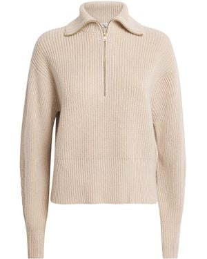 Max Mara Wool-Cashmere Half-Zip Sweater - Natural