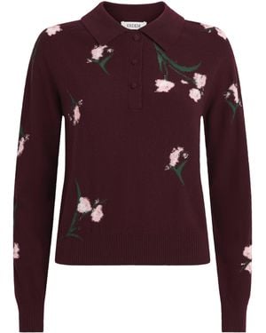 Erdem Merino Wool Floral Polo Jumper - Red