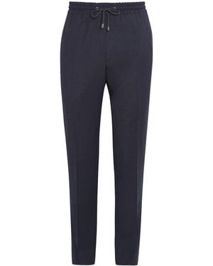 Pal Zileri Virgin Wool Drawstring Trousers - Blue