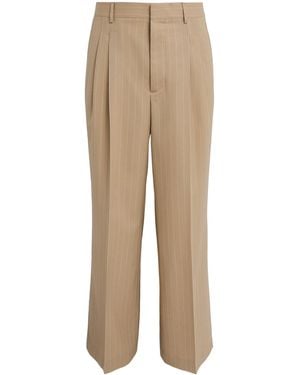 Ami Paris Virgin Wool Pinstripe Pants - Natural