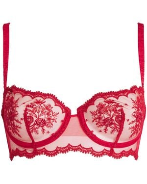 Simone Perele Lace Intrigue Half-Cup Bra - Red