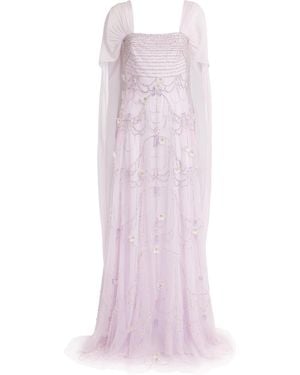 Georges Hobeika Embellished Floral Gown - Purple