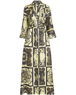 Ganni Silk Ornate Maxi Dress - Metallic