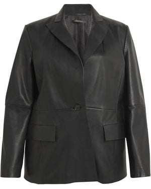 Marina Rinaldi Single-Button Leather Blazer - Black