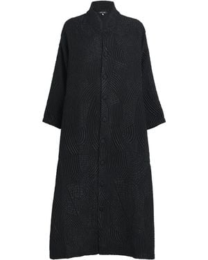 Eskandar Silk-Wool-Blend Stand-Collar Coat - Black