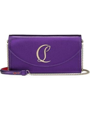 Christian Louboutin Loubi54 Metallic-Leather Clutch Bag - Purple