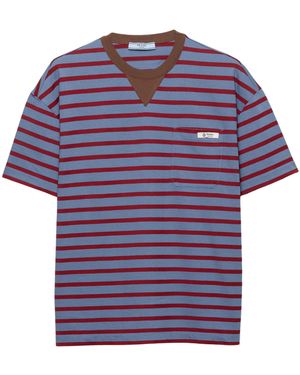 Prada Cotton Jersey Stripe Oversized T-Shirt - Blue