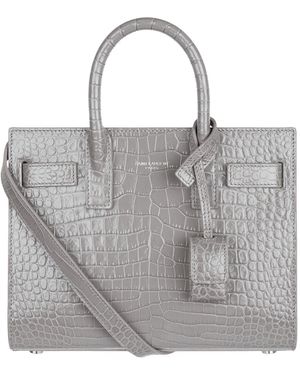 Saint Laurent Nano Sac De Jour Croc-embossed Tote Bag - Grey