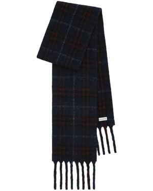 Burberry Wool-Blend Narrow Check Scarf - Black