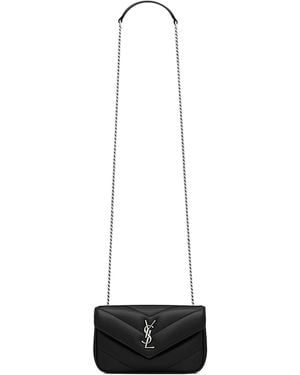 Saint Laurent Mini Matelassé Loulou Shoulder Bag - White