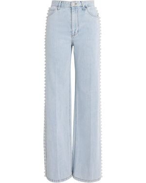 Sandro Embellished Wide-Leg Jeans - Blue