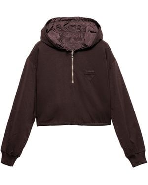 Prada Reversible Half-Zip Hoodie - Brown
