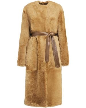 FFORME Reversible Camel Shearling-Leather Coat - Natural