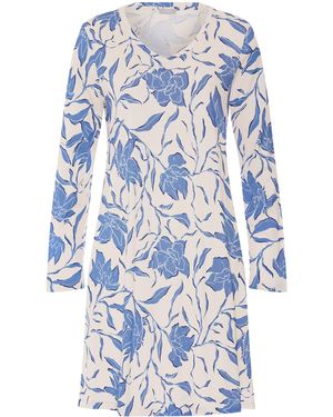 Hanro Cotton-Modal Floral Nightdress - Blue