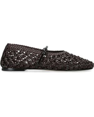 Dear Frances Leather Woven Balla Flats - Black