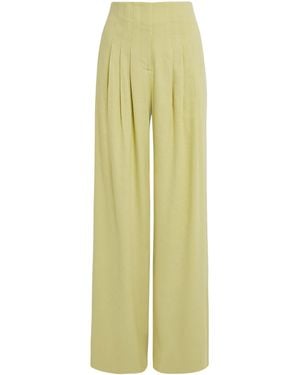 Veronica Beard Linen-Blend Wide-Leg Pants - Yellow