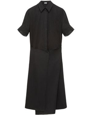 Loewe Cotton-Silk Midi Shirt Dress - Black