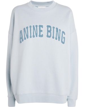 Anine Bing Cotton Logo Miles Sweatshirt - Blue