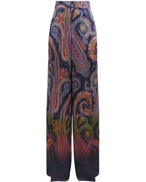 Etro Satin Printed Chinos - Purple