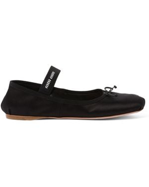 Miu Miu Satin Ballet Flats - Black