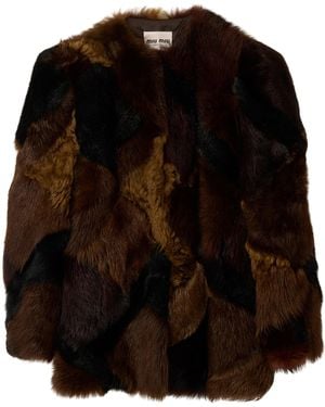 Miu Miu Shearling Patchwork Jacket - Black