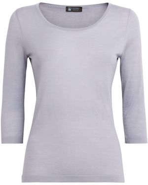 Colombo Wool Cropped-Sleeve Sweater - Blue