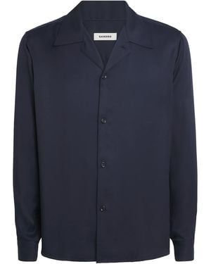 Sandro Notched-Collar Shirt - Blue