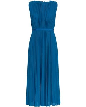 Max Mara Sleeveless Pleated Midi Dress - Blue
