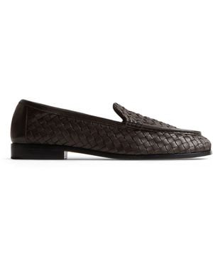 Bottega Veneta Leather Intrecciato Loafers - Black