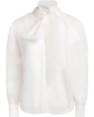 Carolina Herrera Silk Pussybow Blouse - White