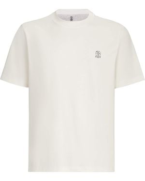 Brunello Cucinelli Cotton Logo T-Shirt - White