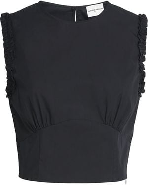 Claudie Pierlot Cotton-Blend Ruffle Crop Top - Black