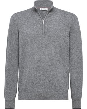 Brunello Cucinelli Cashmere Quarter-Zip Jumper - Grey