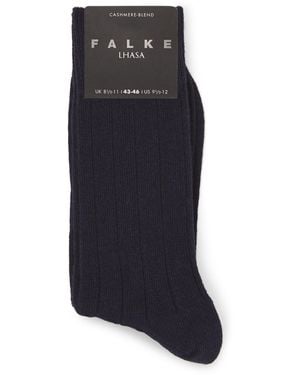 FALKE Wool-Cashmere Blend Lhasa Ribbed Socks - Blue