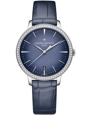Vacheron Constantin And Diamond Patrimony Self-Winding Watch - Blue