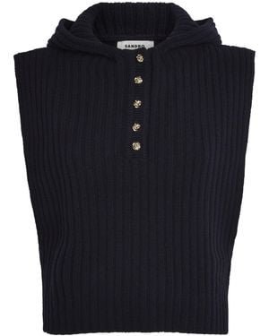 Sandro Wool Hooded Collar - Blue