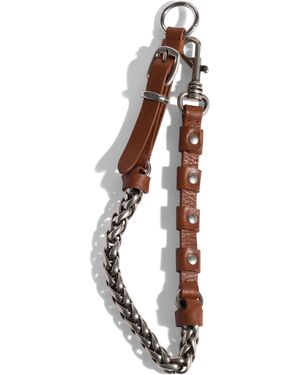 Miu Miu Leather Trick Keyring - Metallic