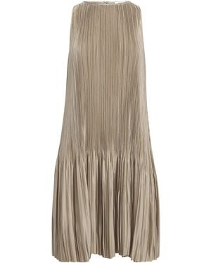 JOSEPH Satin Pleated Rida Midi Dress - Natural