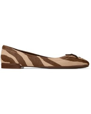 Jimmy Choo Scarlett Suede Zebra Print Ballet Flats - Brown