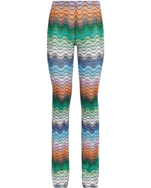 Missoni Metallic Zigzag Flared Trousers - Green