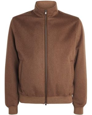 Agnona Cashmere High-Neck Bomber Jacket - Brown