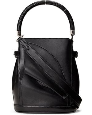 Ralph Lauren Small Leather Floral Bucket Bag - Black