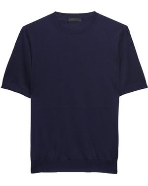 Prada Silk Short-Sleeve Jumper - Blue