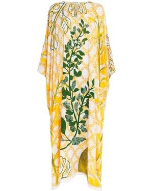 VERANDAH Embellished Floral Kaftan Maxi Dress - Metallic
