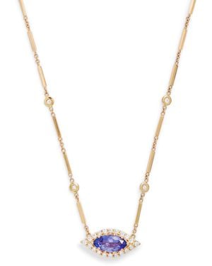 Jacquie Aiche Diamond And Tanzanite Evil Eye Necklace - Metallic